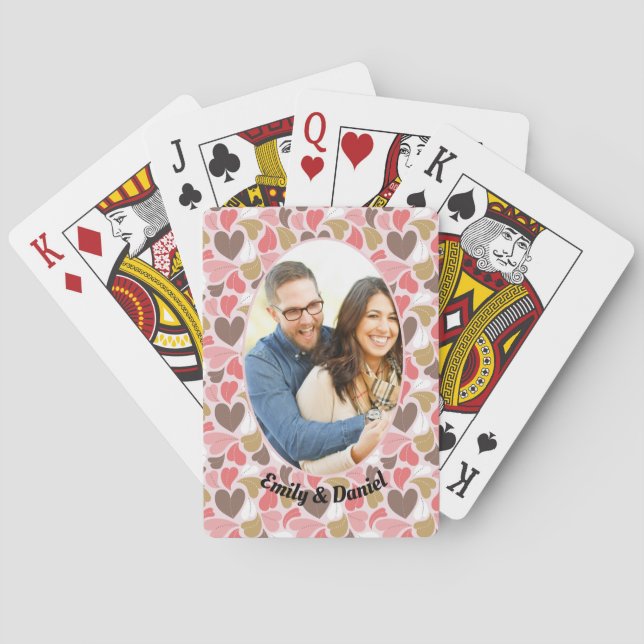Foto på anpassningsbarna Heart mönster och namn Casinokort (Baksidan)