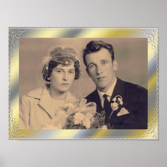 Foto på anpassningsbarna snyggt vid silver vid ram poster (Framsidan)