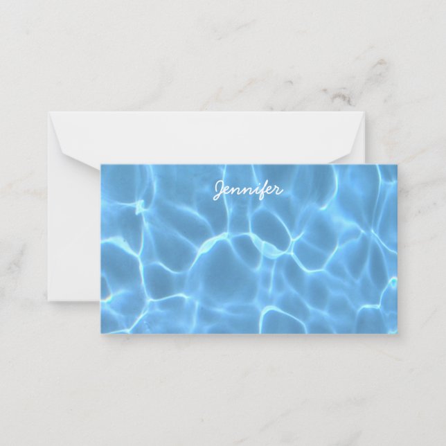 Foto på Aqua Blue Swimming Bassäng Soft Färg Soft Anteckningskort (Framsida)