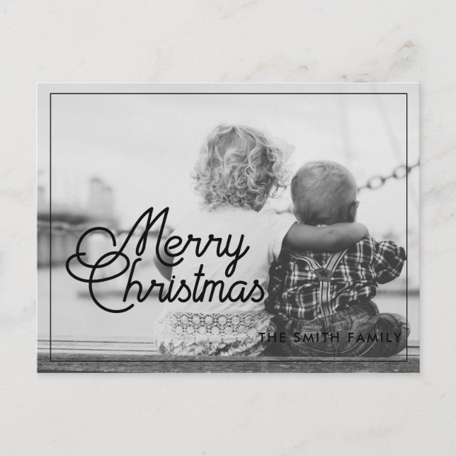 Foto på återfamiljen god jul vykort (Framsida)