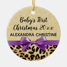 Foto på Back Girl Babys First jul Leopard Julgransprydnad Keramik