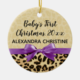 Foto på Back Girl Babys First jul Leopard Julgransprydnad Keramik