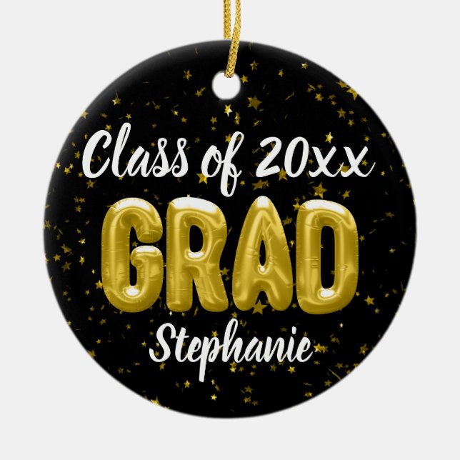 Foto på Back Guld Balloons Senior Studenten Julgransprydnad Keramik (Framsidan)