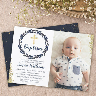 Foto på "Baptism" i Guld Glitter Inbjudningar