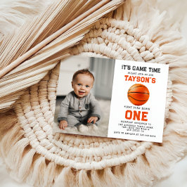 Foto på basket första året nedåt 1:a födelsedag inbjudningar