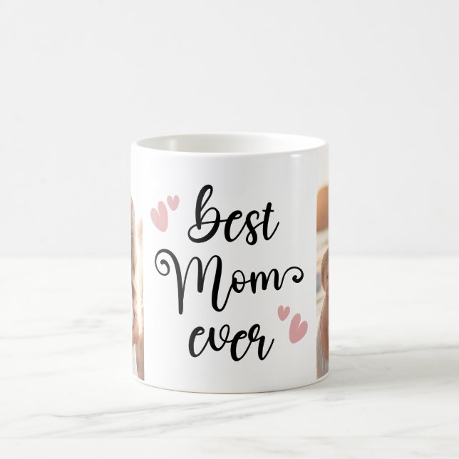 Foto på bästa mamma någonsin söta skript  rosa-hjä kaffemugg (Center)