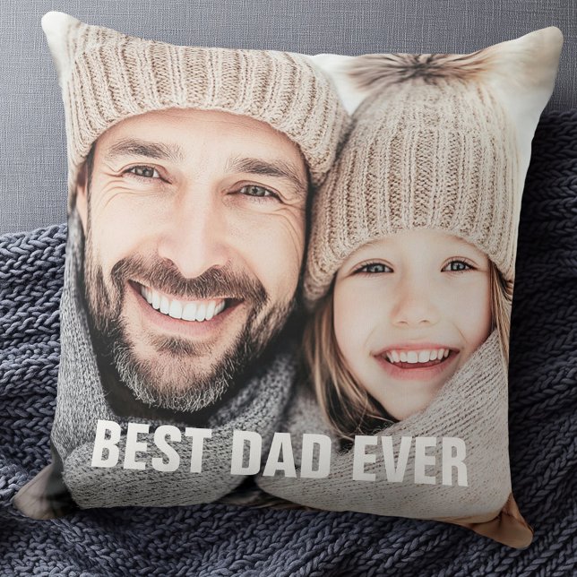 Foto på bästa pappa någonsin i fars dag kudde (Best dad ever father's day photo throw pillow)