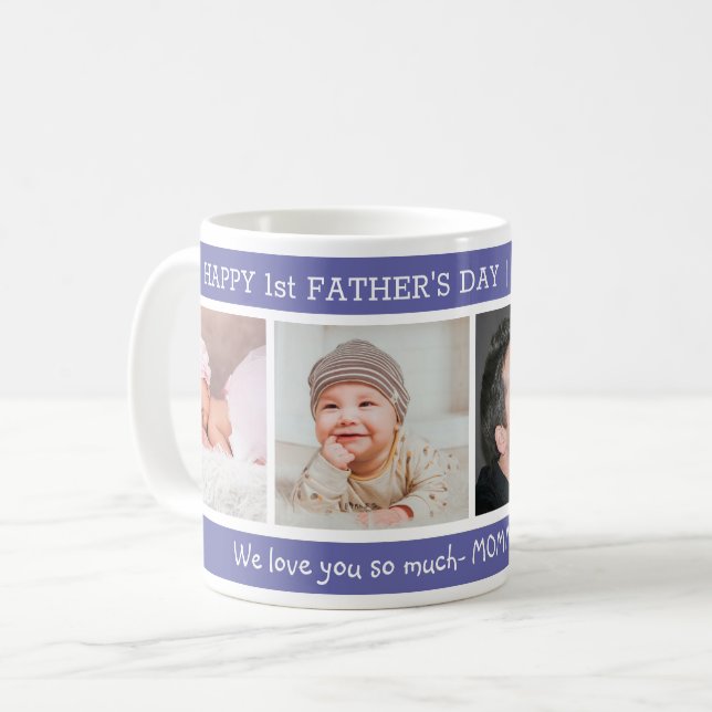 Foto på bästa Pappa någonsin Lycklig 1:a Fars dag  Kaffemugg (Framsida vänster)