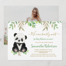 Foto på bebis Shower Greenery Watercolor Anpassnin Inbjudningar