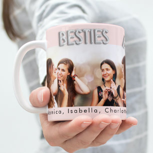 Foto på besties av rosa silver kaffemugg
