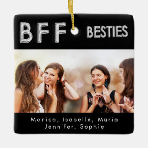 Foto på besties av svart silver, bästa vänner julgransprydnad keramik