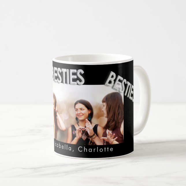 Foto på besties av svart silver, bästa vänner kaffemugg (Framsida höger)