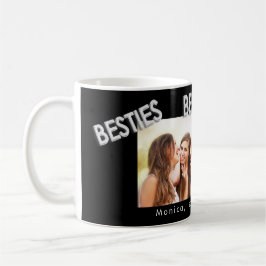 Foto på besties av svart silver, bästa vänner kaffemugg