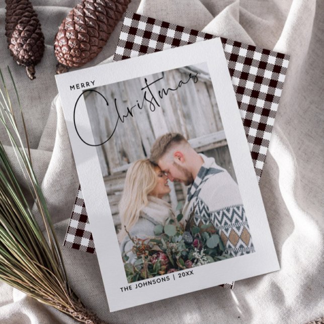 Foto på bestruket God jul Black & White-skript Julkort (Skapare uppladdad)