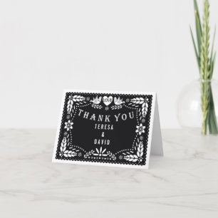 Foto på Black papel picado bröllop Tack Kort