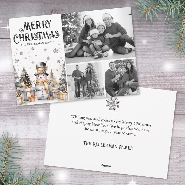 Foto på Black White Winter-Eleganten Julkort (Black White Winter Elegant Photo Holiday Card )