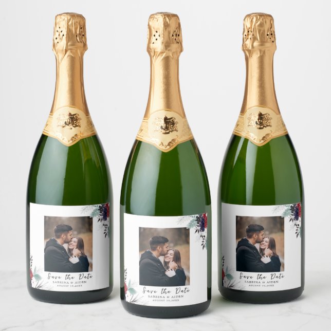 Foto på Blommigt av blå burgundy gotin- (Flaskor)