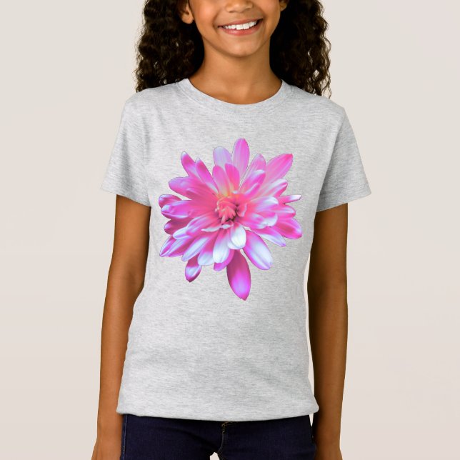 Foto på blommigt av söt återrosa daisy-rosa t shirt (Framsida)