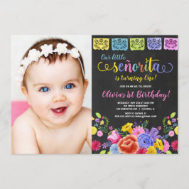 Foto på blommigt av vattenfärger för Fiesta-flicka Inbjudningar