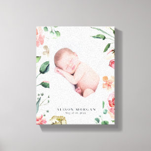 Foto på  blommigt baby vid midnattsblocket canvastryck