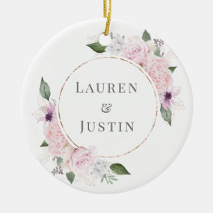 Foto på blommigten ro bröllop julgransprydnad keramik