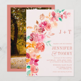 Foto på blommigten Rustic fall terracotta bröllop Inbjudningar