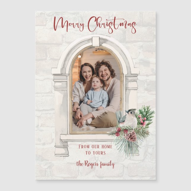 Foto på Blommigten Rustic Watercolor Window/Jul (Framsida)