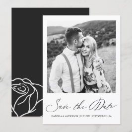 Foto på Blommigten Simple Black White Calligraphy Spara Datumet
