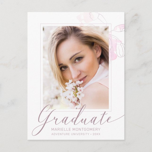 Foto på Blommigten student Modern Script Watercolo Vykort (Framsida)