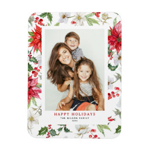 Foto på Blommönstret för julvinter Magnet