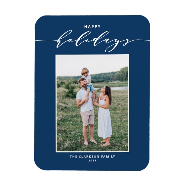 Foto på Blue Modern Mix Typography Glad helg Magnet (Vertikal)