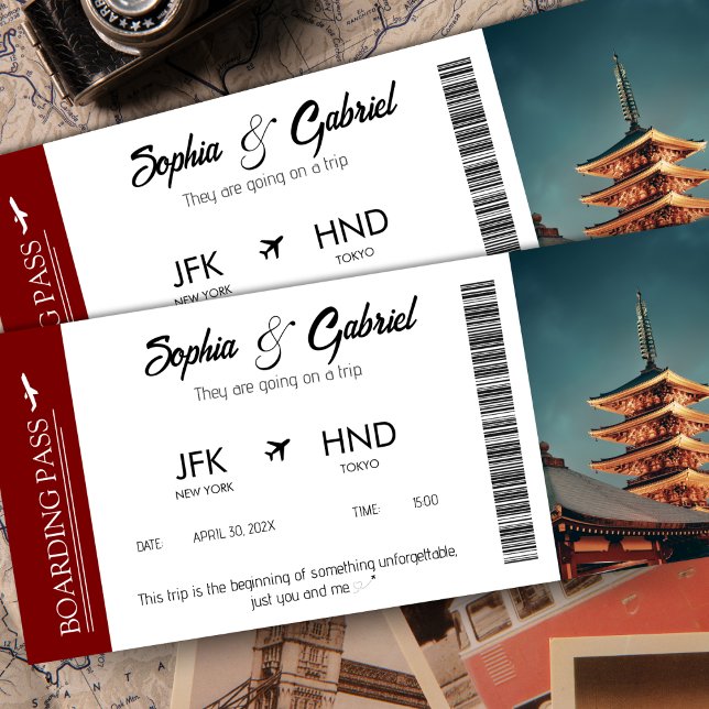 Foto på Boarding Pass Birthday Flight Gift Voucher Inbjudningar (Boarding Pass Birthday Flight Gift Voucher Photo Invitation)