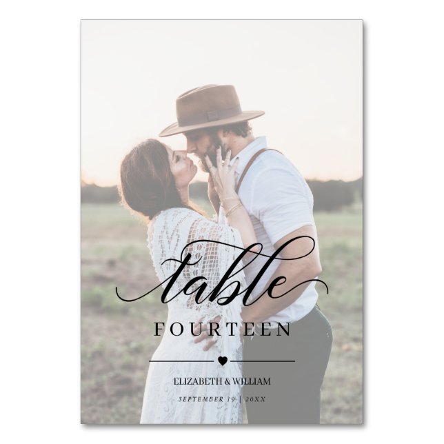 Foto på Bröllop i Elegance Script Faux Vellum Effe Bordsnummer (Framsidan)