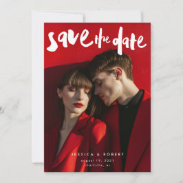 Foto på Bröllop i fet Edgy modern penselskript Spara Datumet