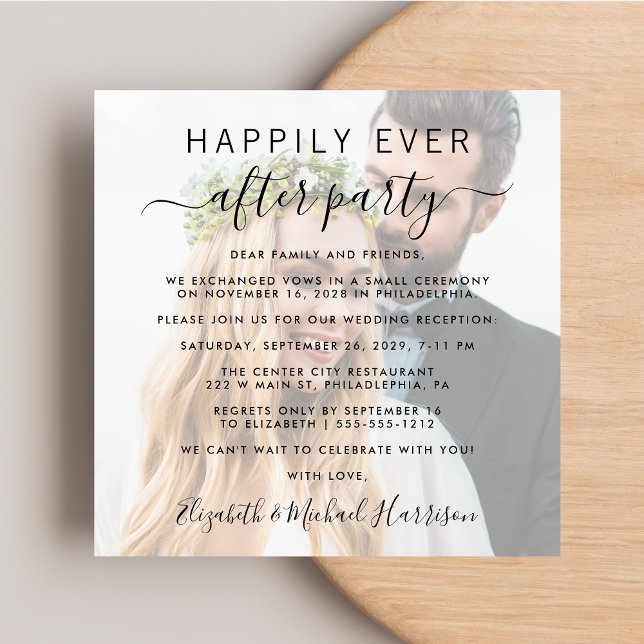 Foto på bröllopsfirande med 'Happily Ever After' Inbjudningar (Skapare uppladdad)