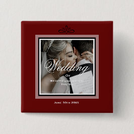 Foto på Burgundy Red personligt bröllp Knapp
