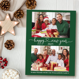 Foto på Calligraphy Heart Gott nytt år Grönt 2 Vykort