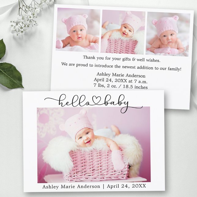 Foto på Calligraphy Script Heart Hej Baby 4 Meddelande (Customize to change your personalized text size or text style.)