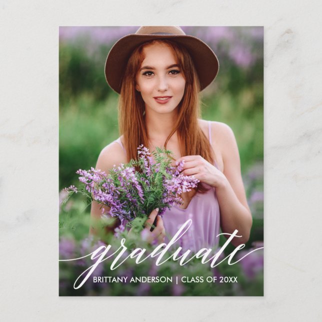 Foto på Calligraphy Script-Studentfest Inbjudan Vykort (Framsida)