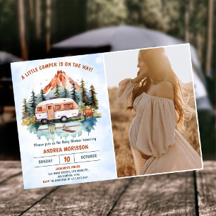 Foto på Camping Mountain Rustic Baby Shower Inbjudningar