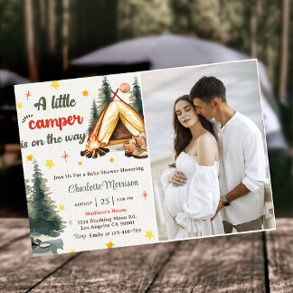 Foto på Campingberget Rustic Baby Shower Party Inbjudningar