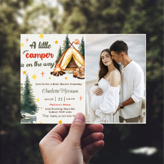 Foto på Campingberget Rustic Baby Shower Party Inbjudningar