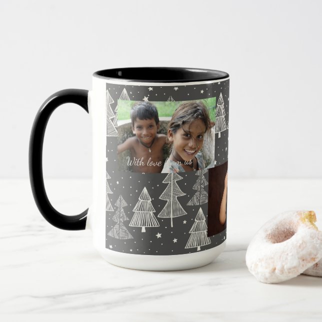 Foto på Chalkboard Julgranar Snowing Stars Mugg (Med munk)
