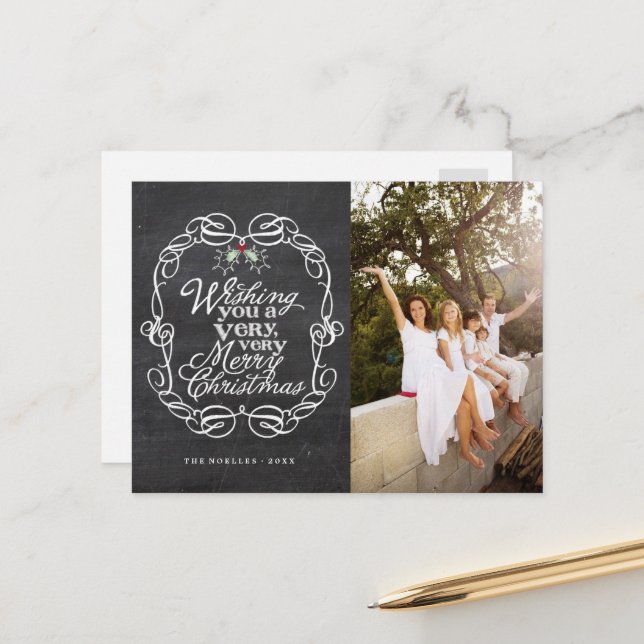 Foto på Chalkboard Mistletoes-skript God jul Helg Vykort (Fram/Back In Situ)