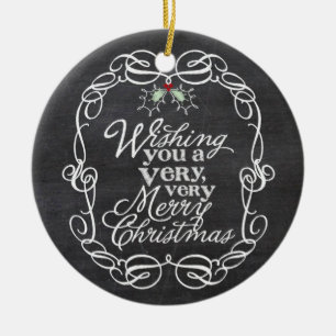 Foto på Chalkboard Mistletoes-skript God jul Julgransprydnad Keramik