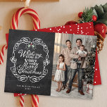 Foto på Chalkboard Mistletoes-skript God jul Julkort<br><div class="desc">"Önskar dig en mycket God jul vit Hälsning-typografi i en rullad, traditionell Vintage Ram, rustisk julkalkbräda med ett Helgdag-kort för felstavade bilder. Designad av tjock*fa*tin. Enkel att anpassa med egen text, bild eller bild. Kontakta tjock*fa*tin direkt om du vill ha anpassningsbar. Avgifter för anpassningsbar gäller. www.zazzle.com/fat_fa_tin www.zazzle.com/color_therapy www.zazzle.com/fatfatin_blue_knot www.zazzle.com/fatfatin_red_knot www.zazzle.com/fatfatin_mini_me...</div>