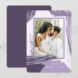 Foto på chic Lila Abstrakt Paint Push Strokes (fär Spara Datumet