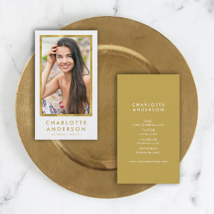Foto på Classy White Faux Guld Headshot Visitkort