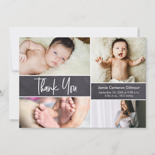 Foto på Collage Birth Announcement Babydusch Tack Kort (Framsida)