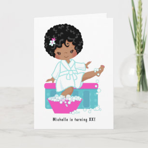 Foto på Cute Black Girl Spa Sleepover Födelsedagsf Inbjudan